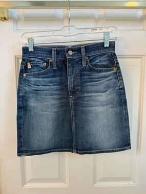 AG Adriano Goldschmied Blue Washed Denim Mini Skirt
